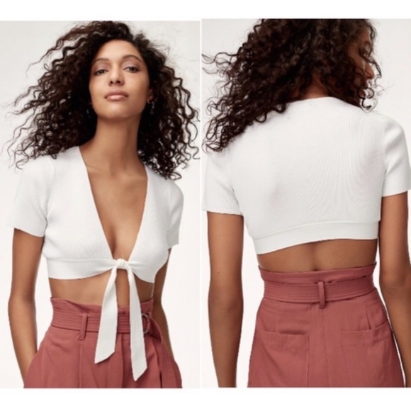 Aritzia Wilfred Tie Front Crop Top - red - Picture 2 of 2